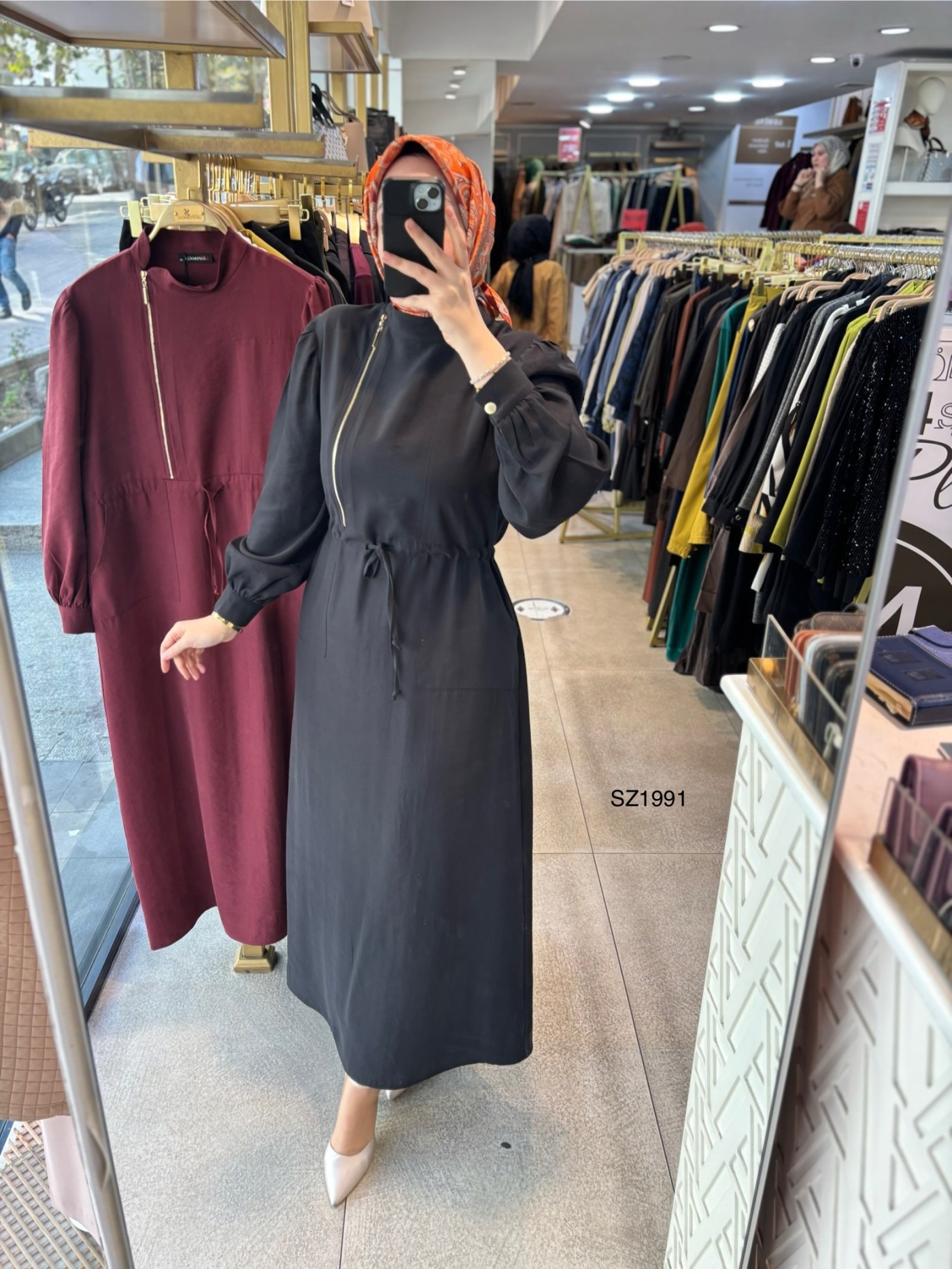 SZ1991 Fermuar Detaylı Elbise