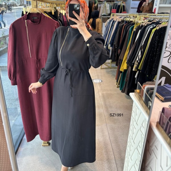 SZ1991 Fermuar Detaylı Elbise - Görsel 8