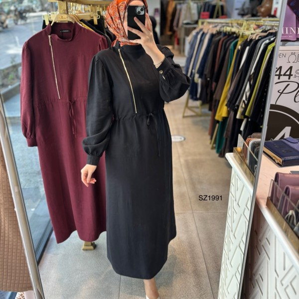 SZ1991 Fermuar Detaylı Elbise - Görsel 19