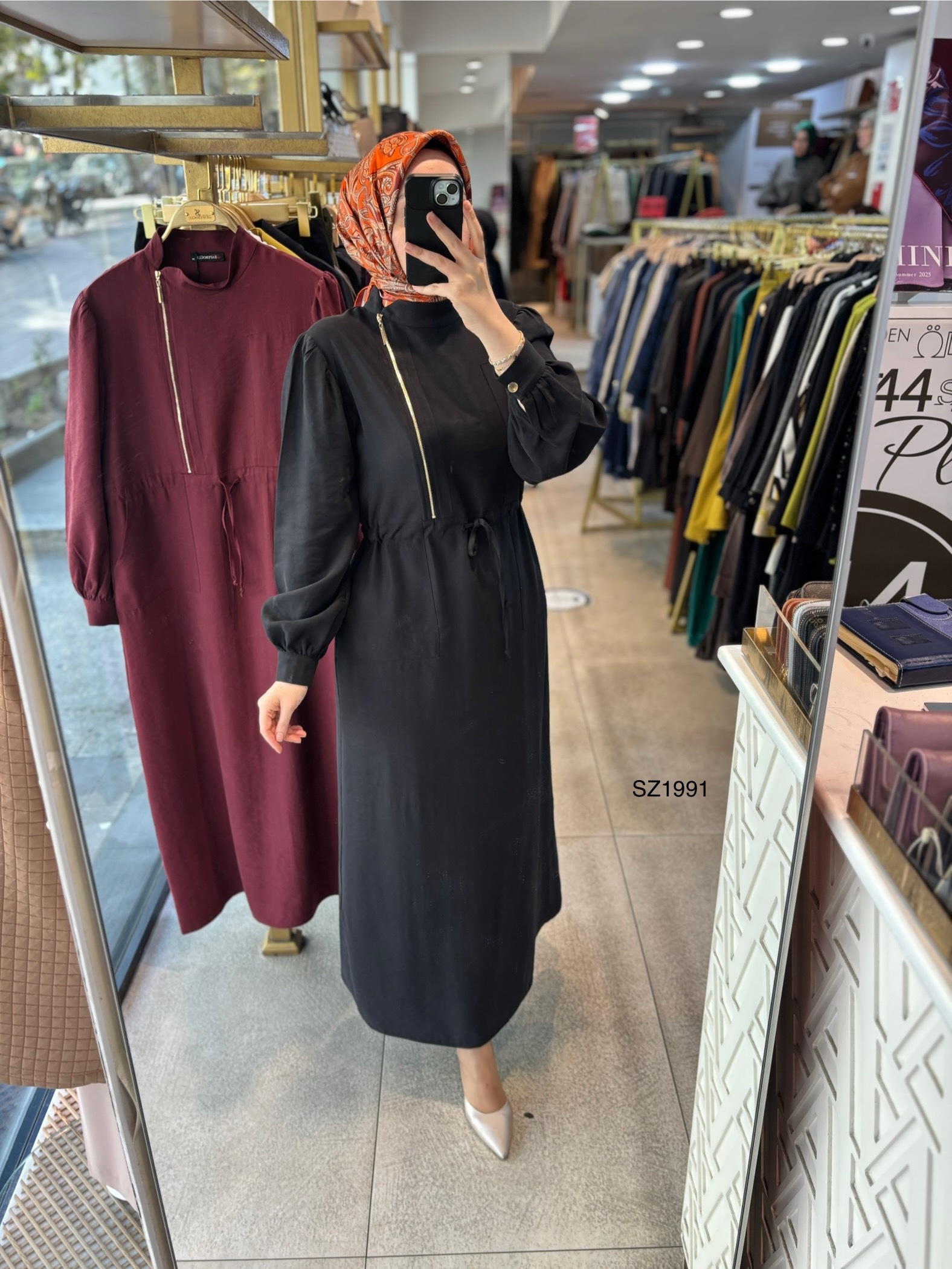 SZ1991 Fermuar Detaylı Elbise - Görsel 19