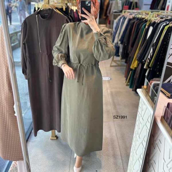 SZ1991 Fermuar Detaylı Elbise - Görsel 18