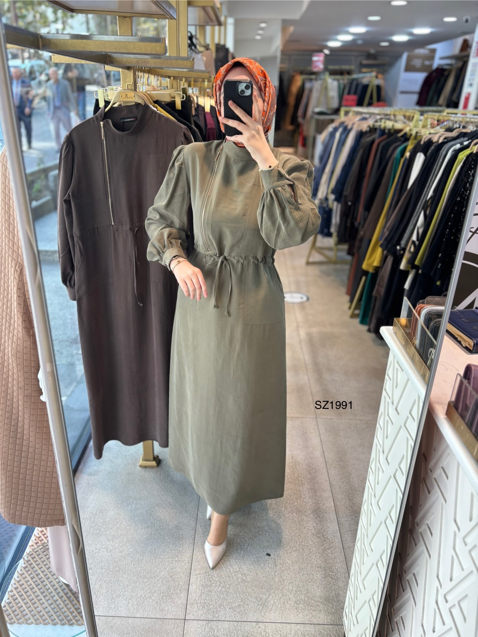 SZ1991 Fermuar Detaylı Elbise - Görsel 11