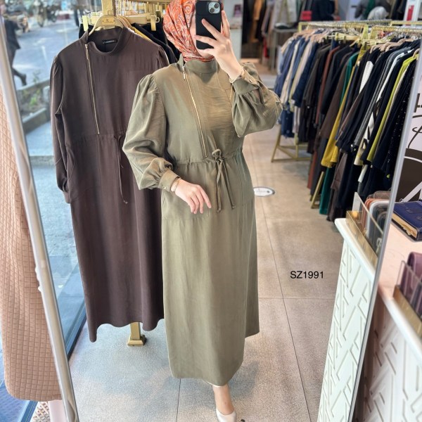 SZ1991 Fermuar Detaylı Elbise - Görsel 12