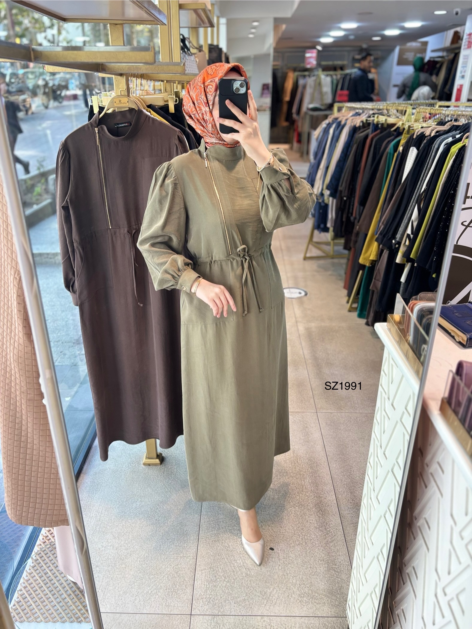 SZ1991 Fermuar Detaylı Elbise - Görsel 12