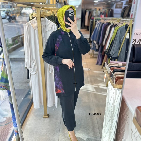 SZ4566 Desenli Fermuarlı Takım - Görsel 10