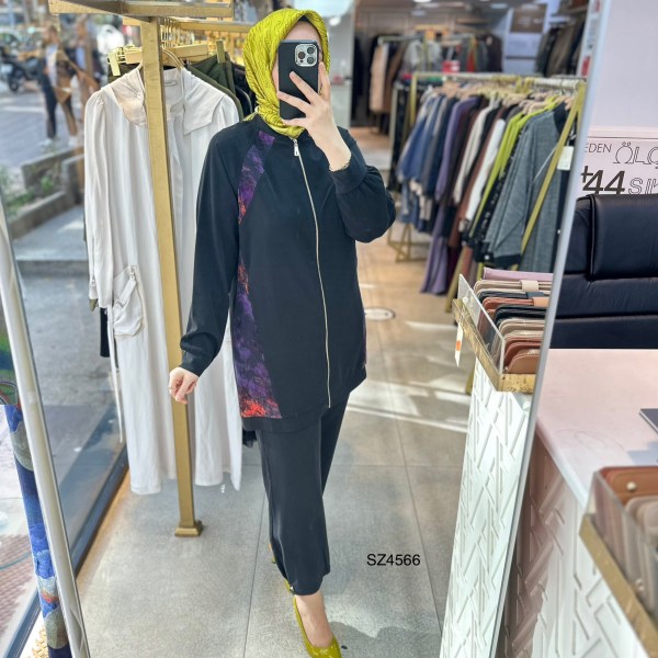 SZ4566 Desenli Fermuarlı Takım - Görsel 6