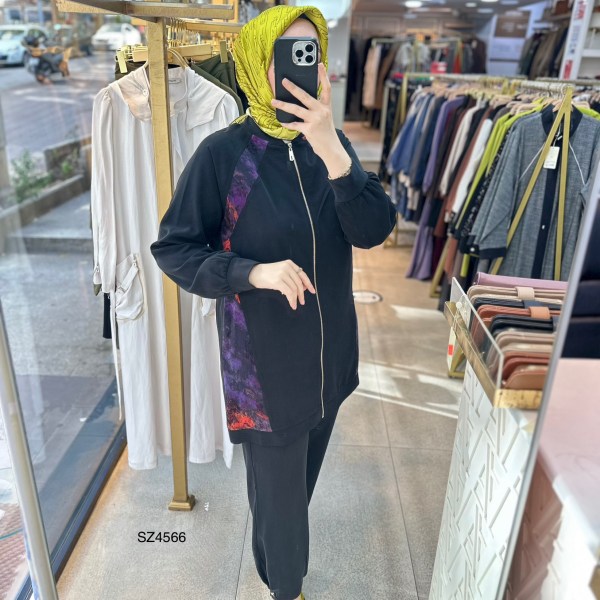 SZ4566 Desenli Fermuarlı Takım - Görsel 7
