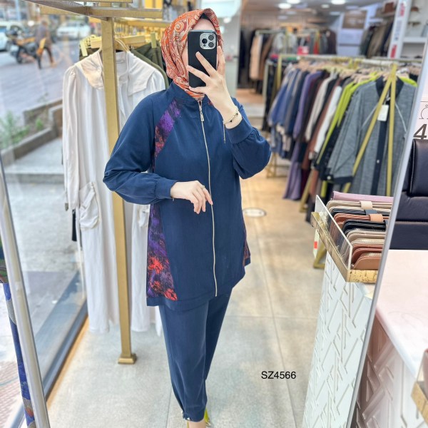 SZ4566 Desenli Fermuarlı Takım - Görsel 4