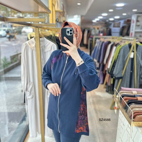 SZ4566 Desenli Fermuarlı Takım - Görsel 2