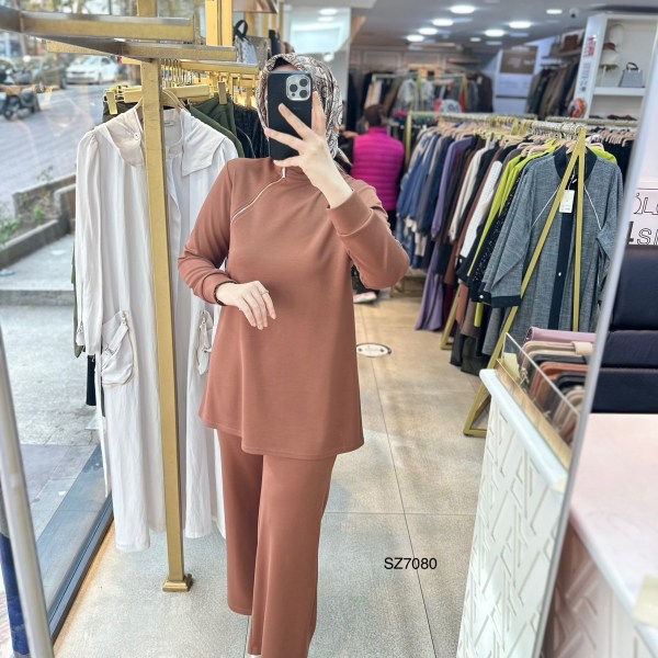 SZ7080 Fermuar Detaylı Oysho Kumaş Takım - Görsel 10