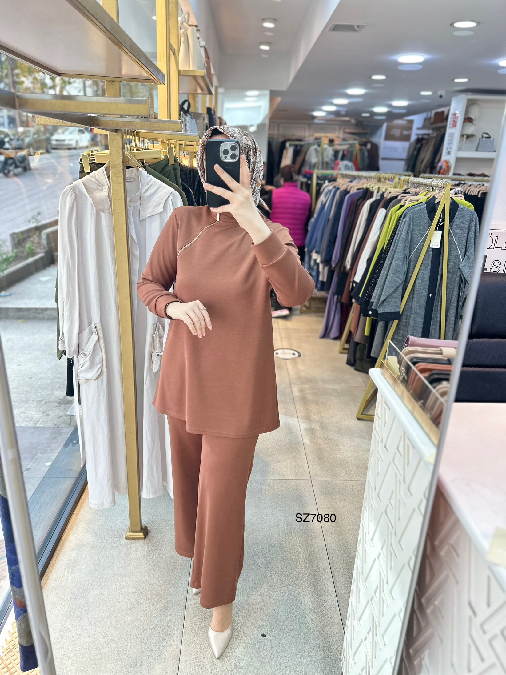 SZ7080 Fermuar Detaylı Oysho Kumaş Takım - Görsel 10