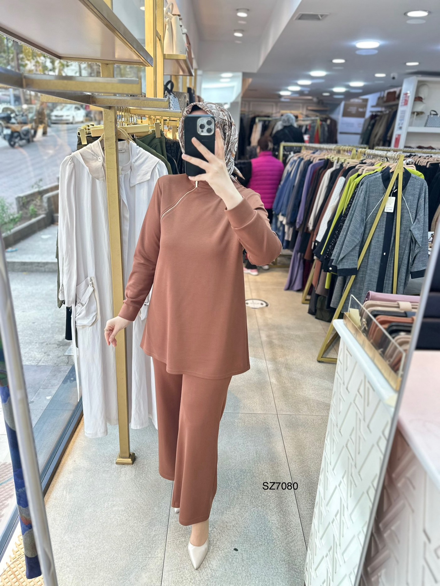 SZ7080 Fermuar Detaylı Oysho Kumaş Takım