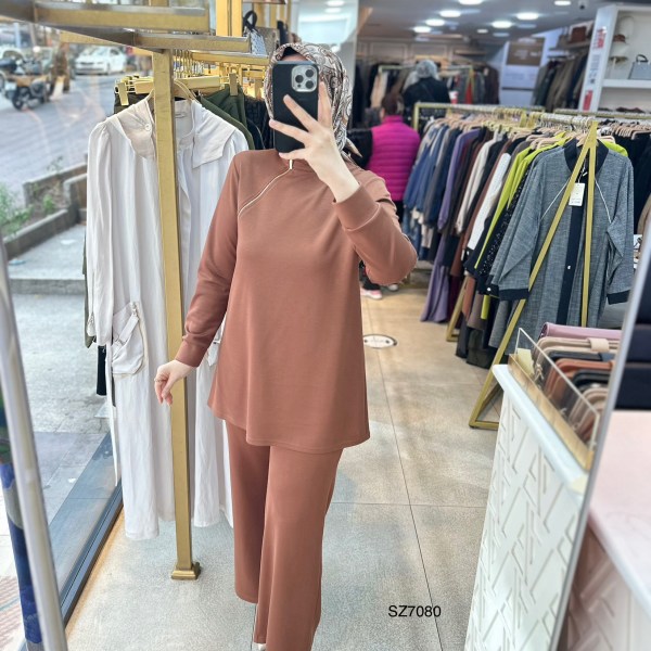 SZ7080 Fermuar Detaylı Oysho Kumaş Takım - Görsel 2