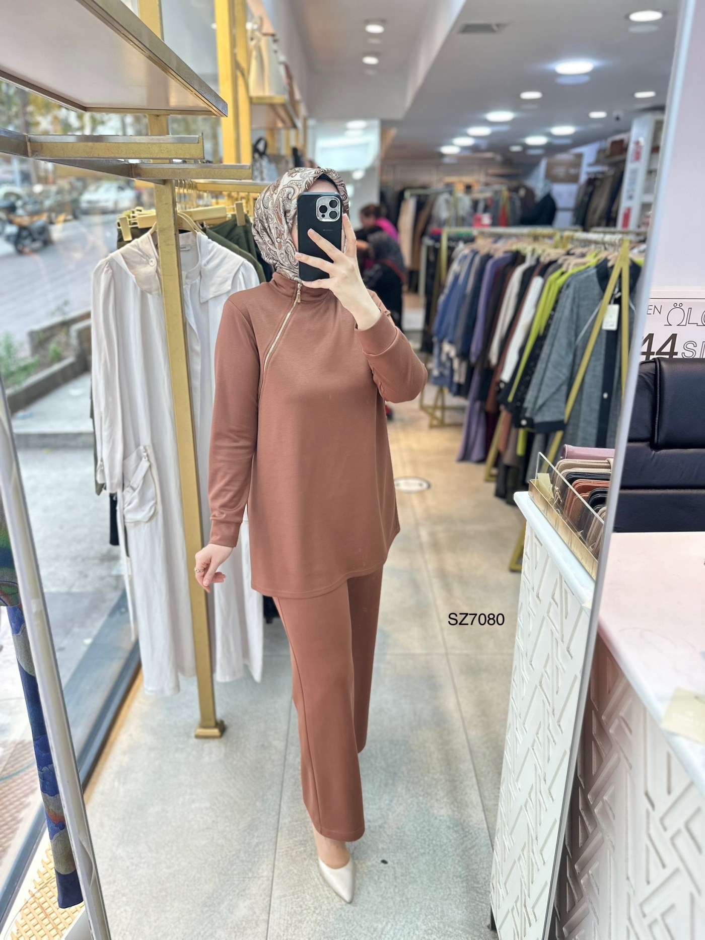 SZ7080 Fermuar Detaylı Oysho Kumaş Takım