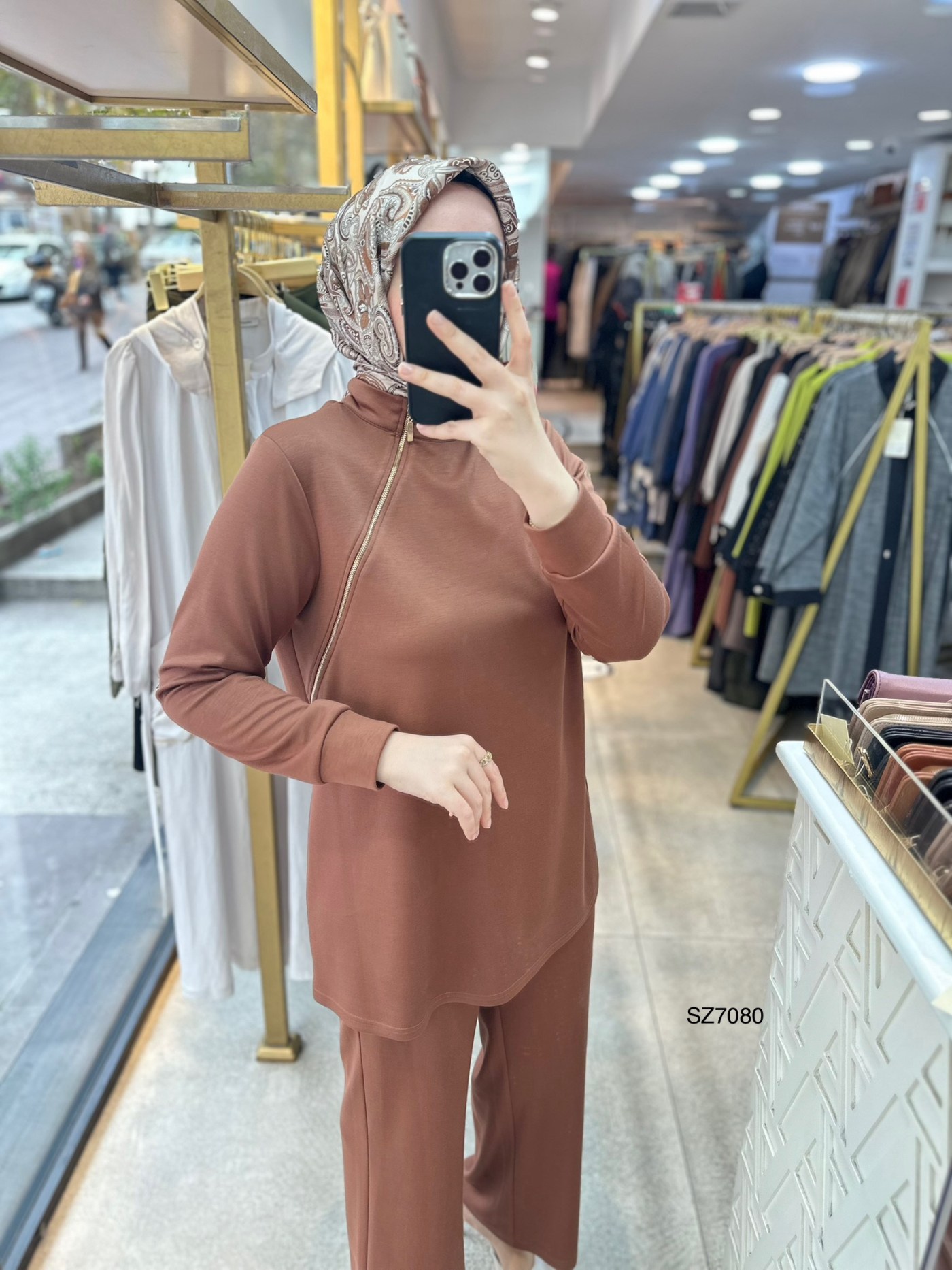 SZ7080 Fermuar Detaylı Oysho Kumaş Takım