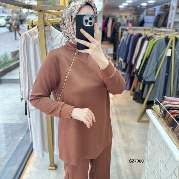 SZ7080 Fermuar Detaylı Oysho Kumaş Takım - Görsel 4