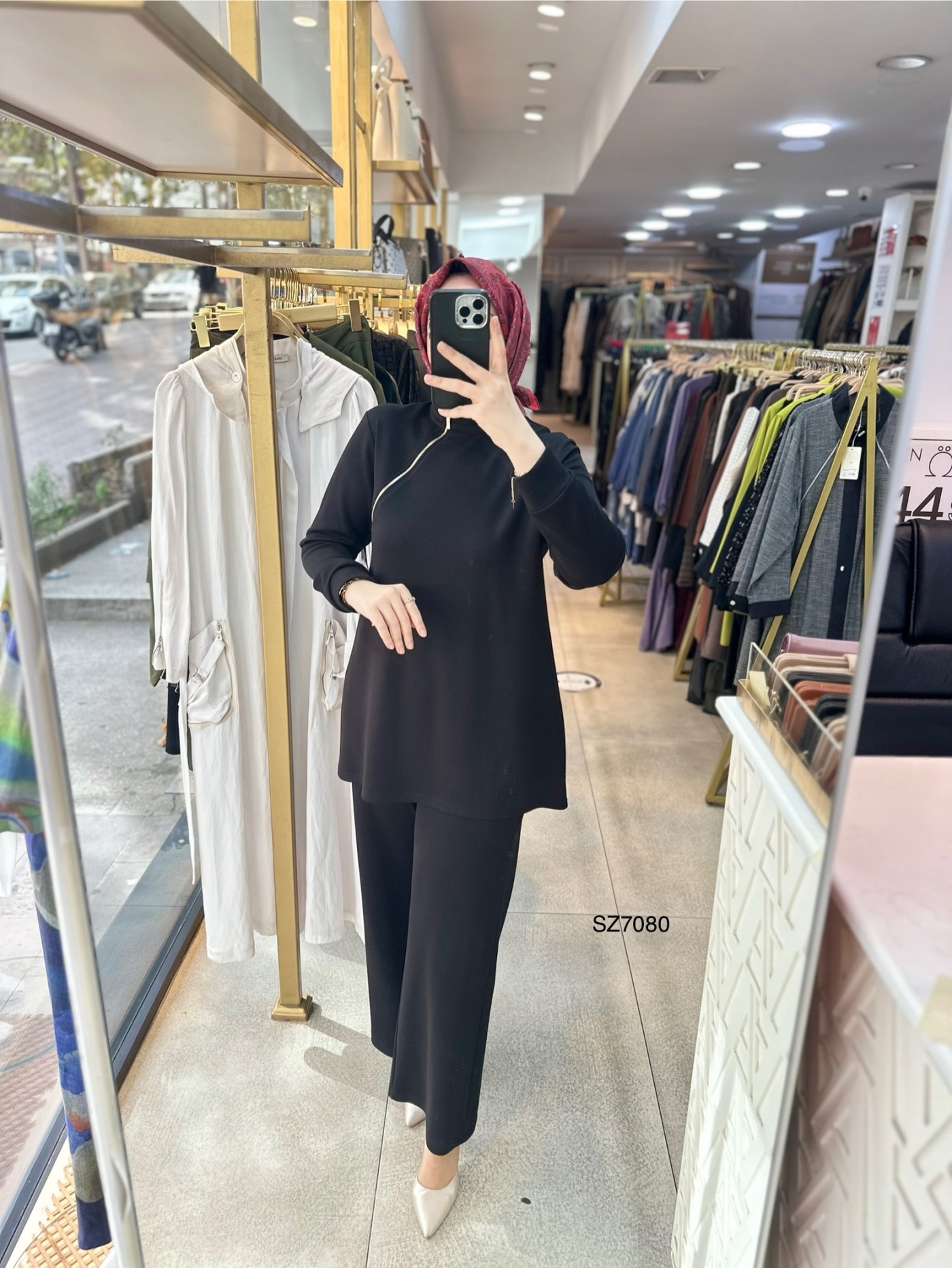 SZ7080 Fermuar Detaylı Oysho Kumaş Takım