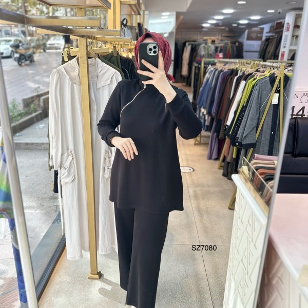 SZ7080 Fermuar Detaylı Oysho Kumaş Takım - Görsel 5