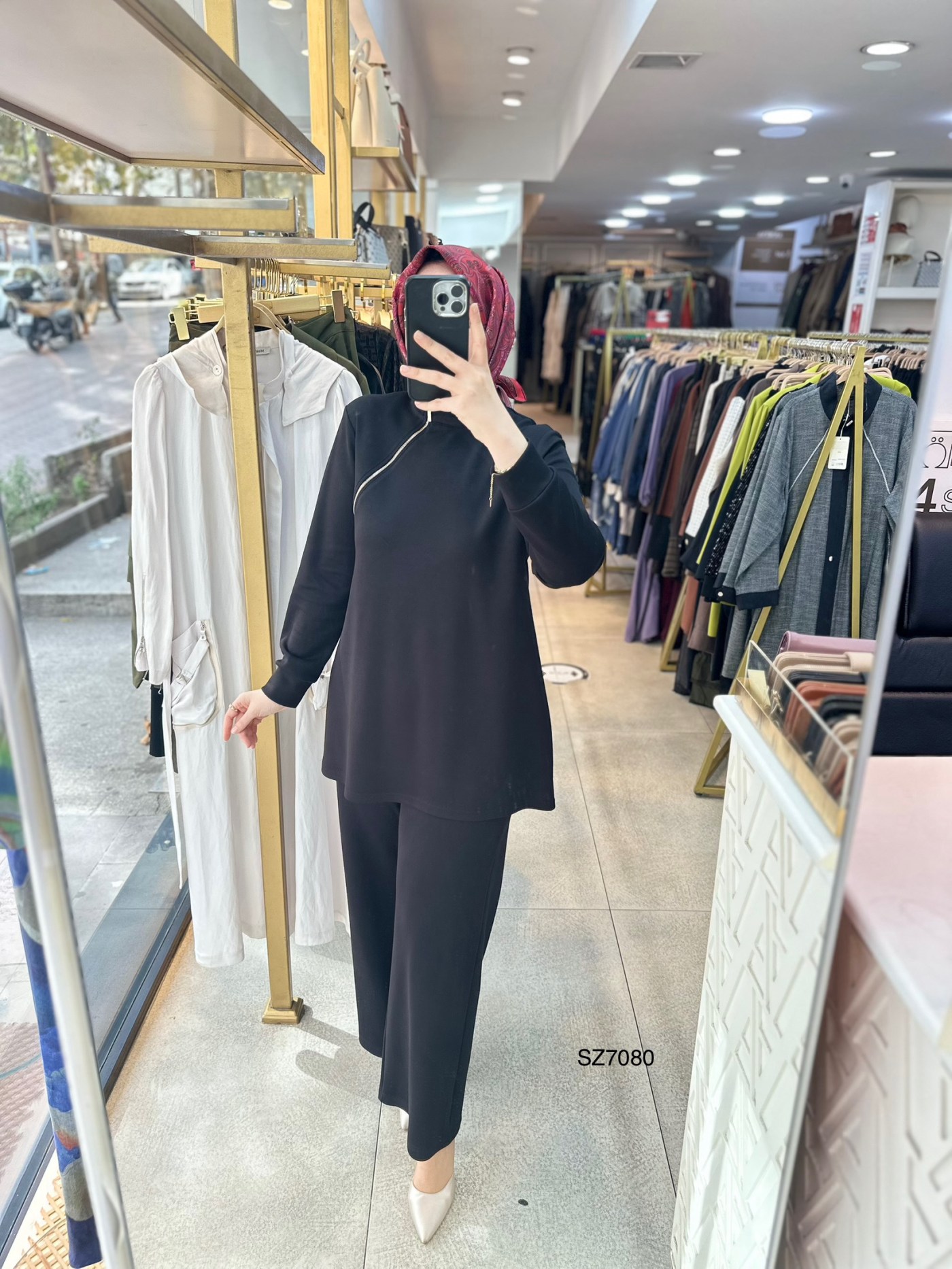 SZ7080 Fermuar Detaylı Oysho Kumaş Takım