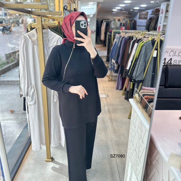 SZ7080 Fermuar Detaylı Oysho Kumaş Takım - Görsel 15