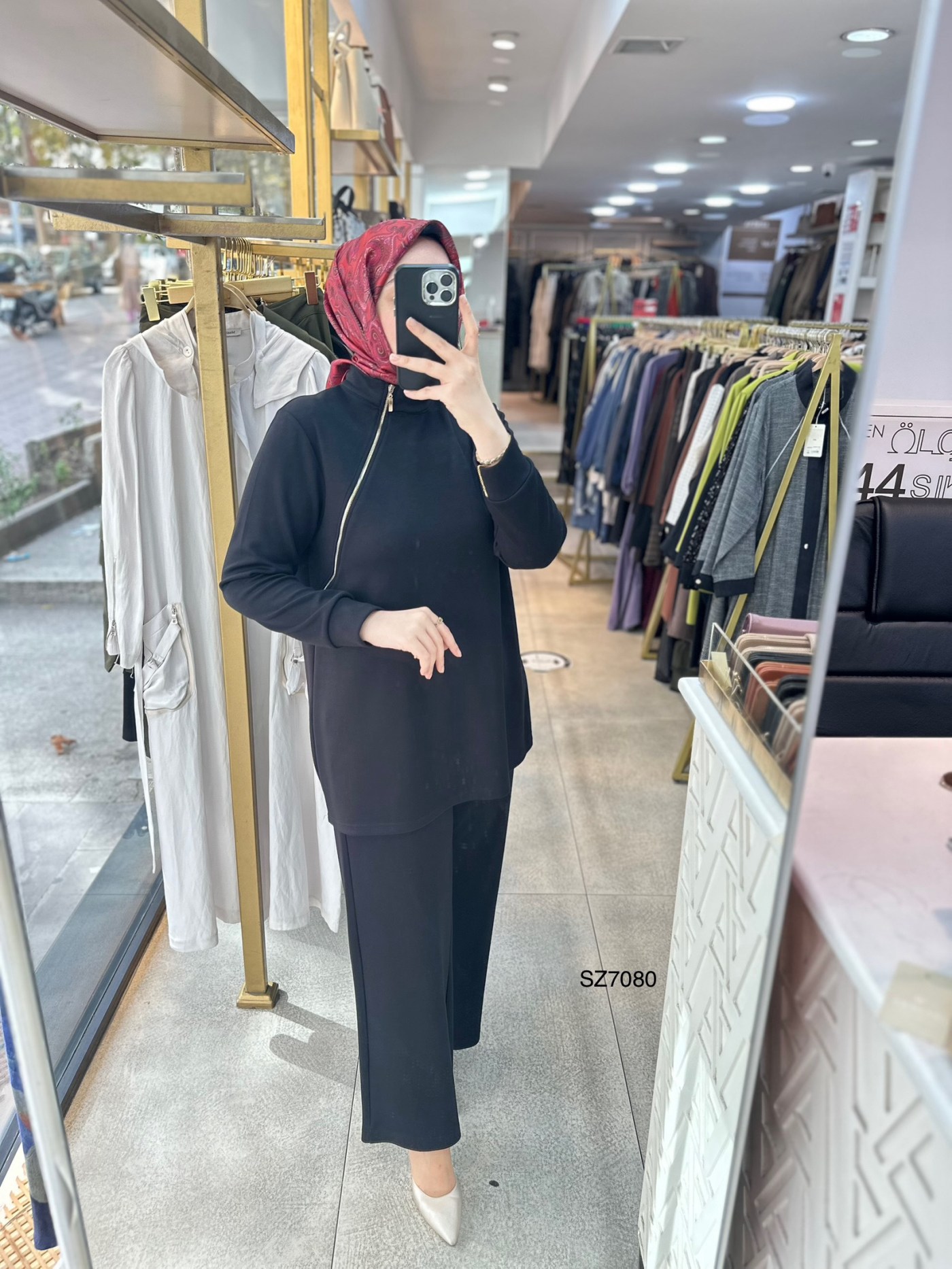 SZ7080 Fermuar Detaylı Oysho Kumaş Takım