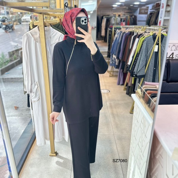 SZ7080 Fermuar Detaylı Oysho Kumaş Takım - Görsel 9