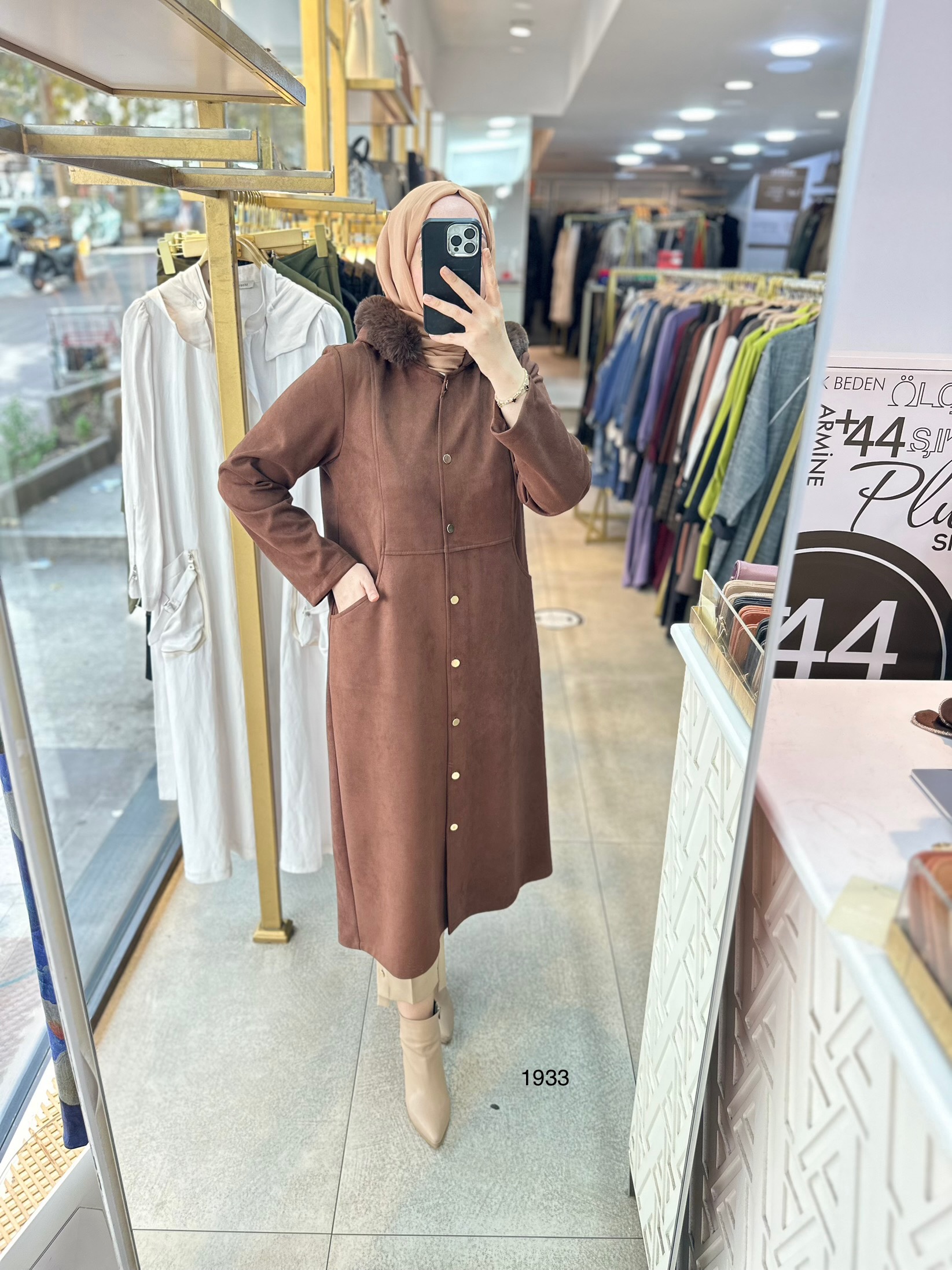 1933 KÜRK DETAYLI NUBUK KAP - Görsel 9