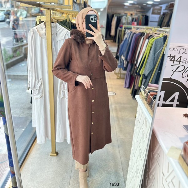 1933 KÜRK DETAYLI NUBUK KAP - Görsel 5