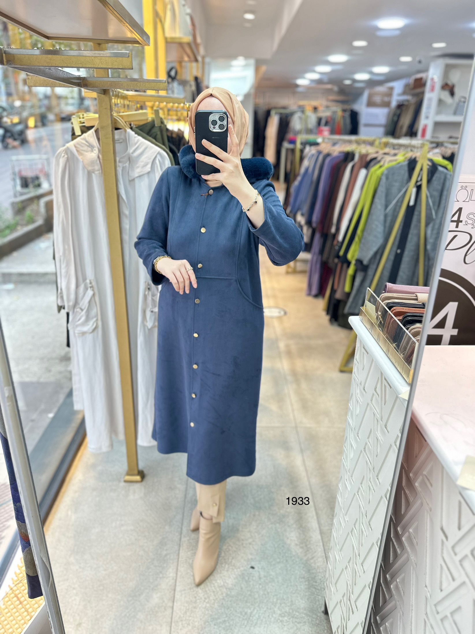 1933 KÜRK DETAYLI NUBUK KAP - Görsel 4