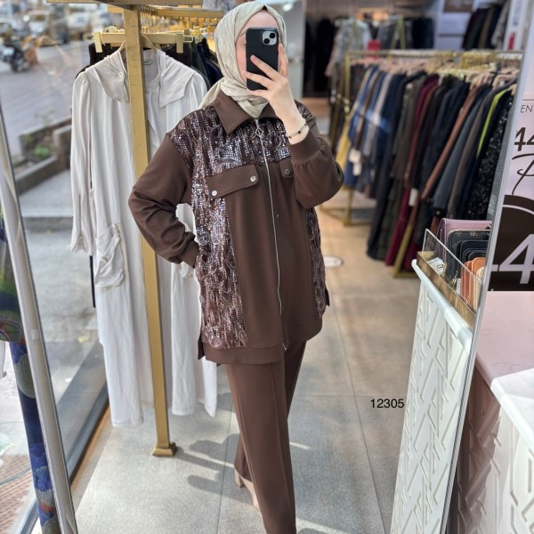 12305 Payetli Cep Detaylı Takım - Görsel 6