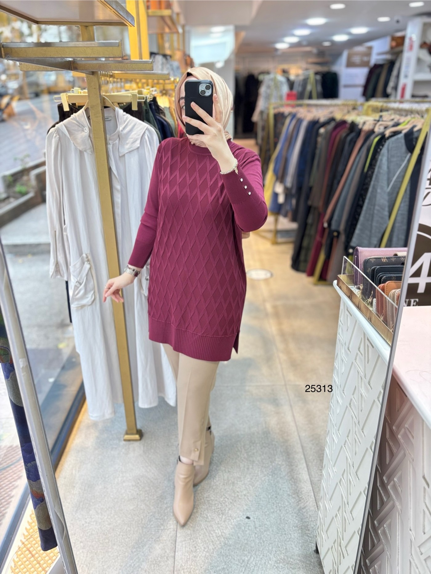 25313 Kolları Düğme Detaylı Merserize Triko