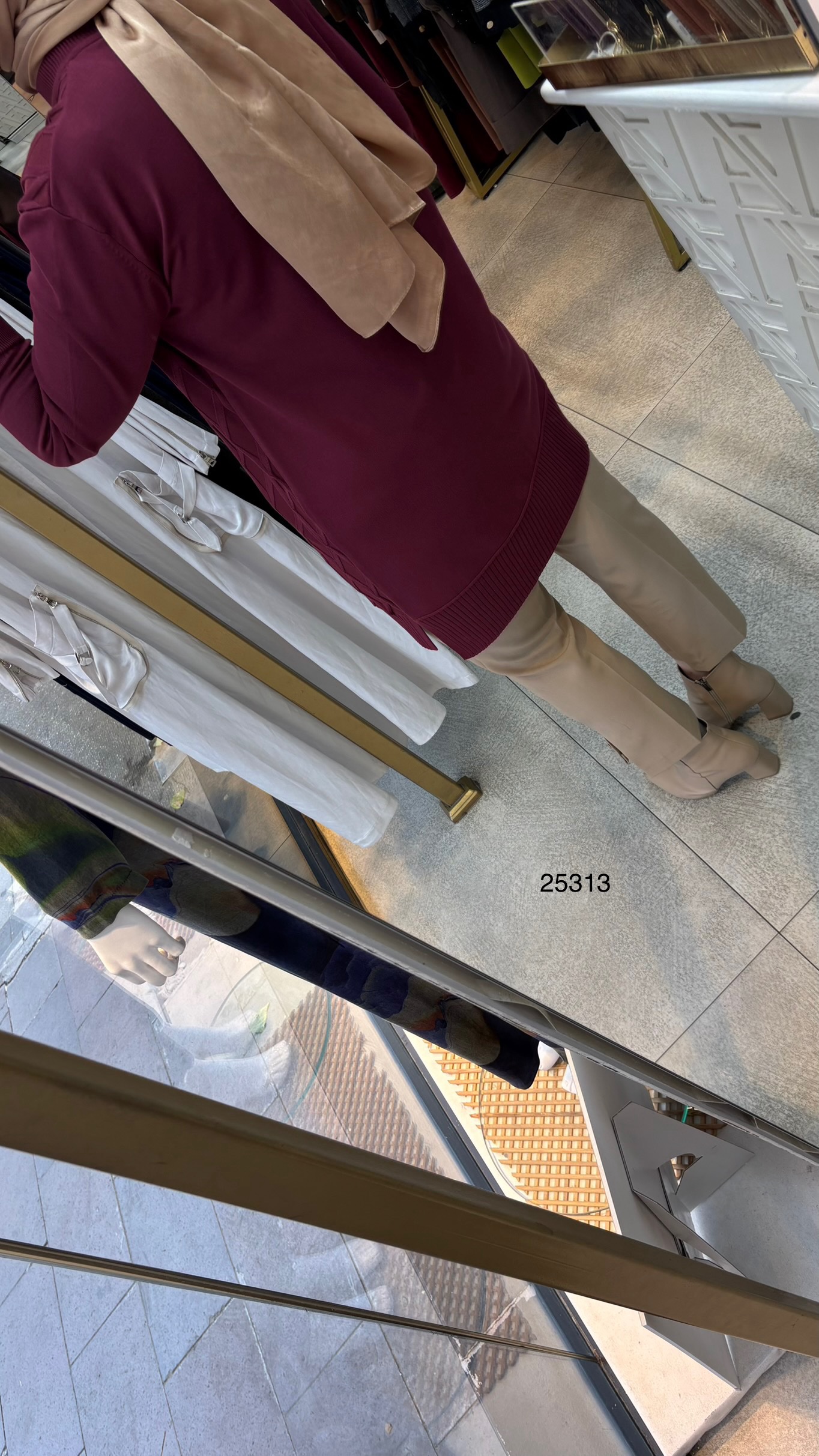 25313 Kolları Düğme Detaylı Merserize Triko