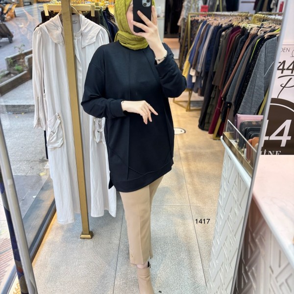 1417 PAT DETAYLI OYSHO TUNİK - Görsel 2