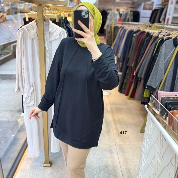 1417 PAT DETAYLI OYSHO TUNİK - Görsel 1