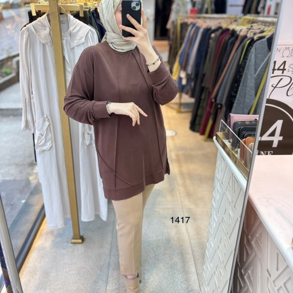 1417 PAT DETAYLI OYSHO TUNİK - Görsel 5