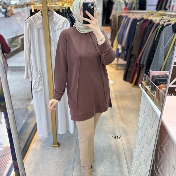 1417 PAT DETAYLI OYSHO TUNİK - Görsel 14