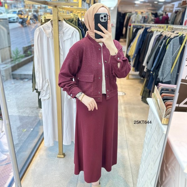 25KT644 Armine Trend Simli Triko Takım - Görsel 1