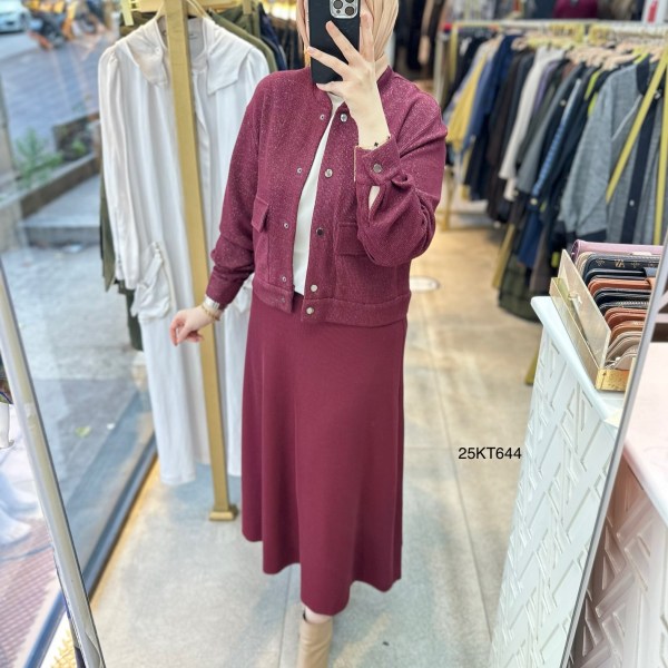 25KT644 Armine Trend Simli Triko Takım - Görsel 2