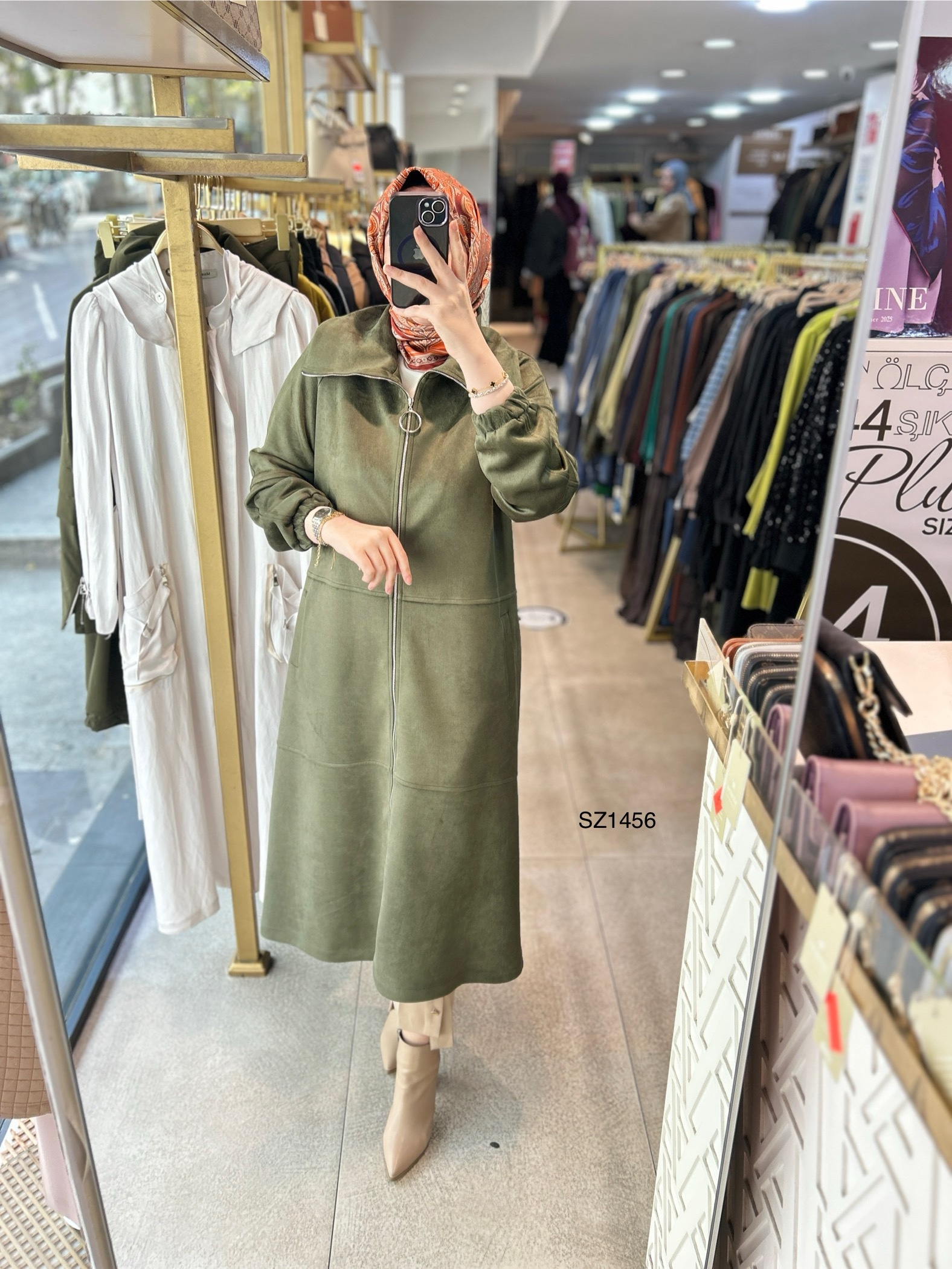 SZ1456 Fermuarlı Nubuk Kap - Görsel 10