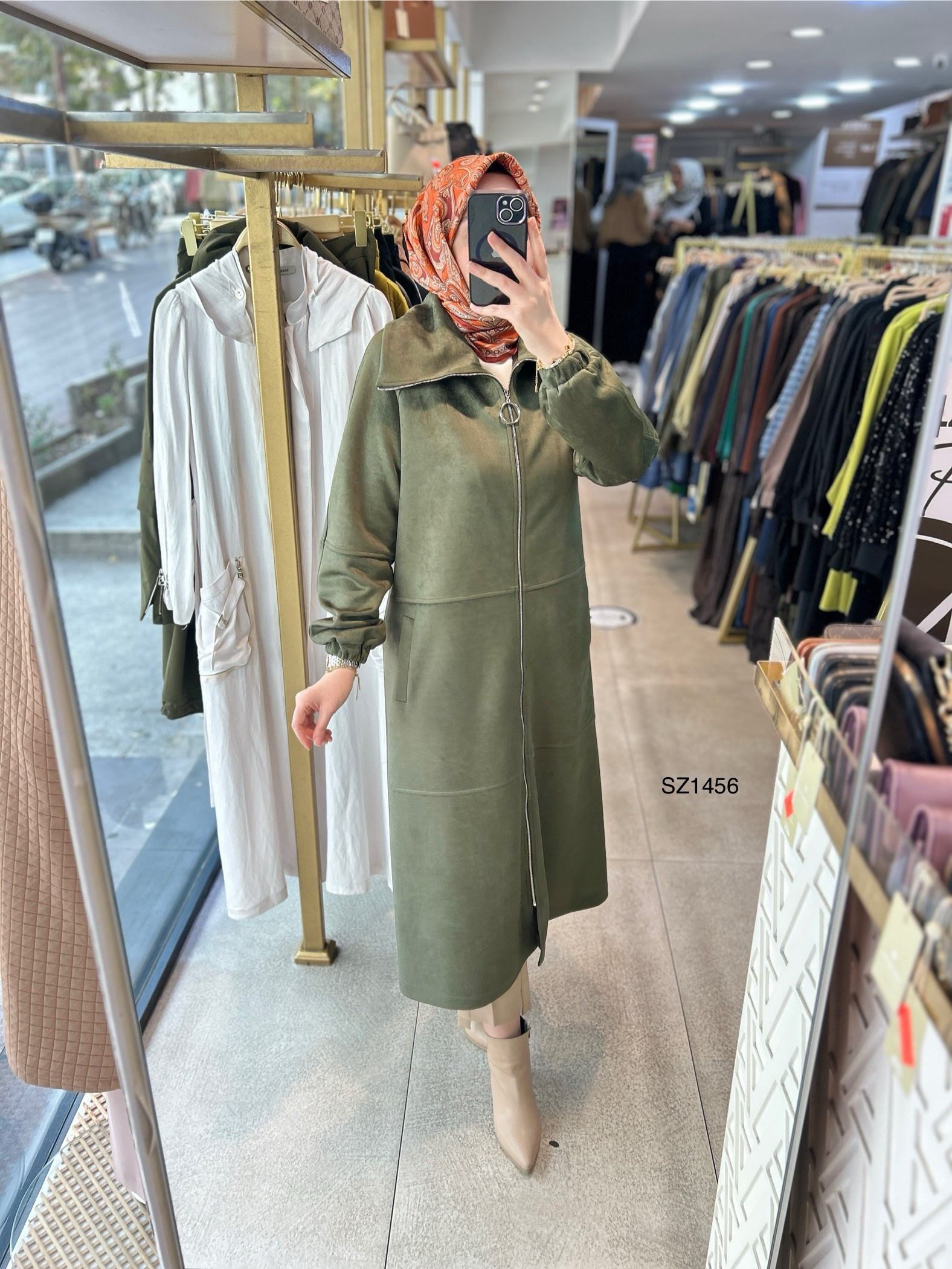 SZ1456 Fermuarlı Nubuk Kap - Görsel 13