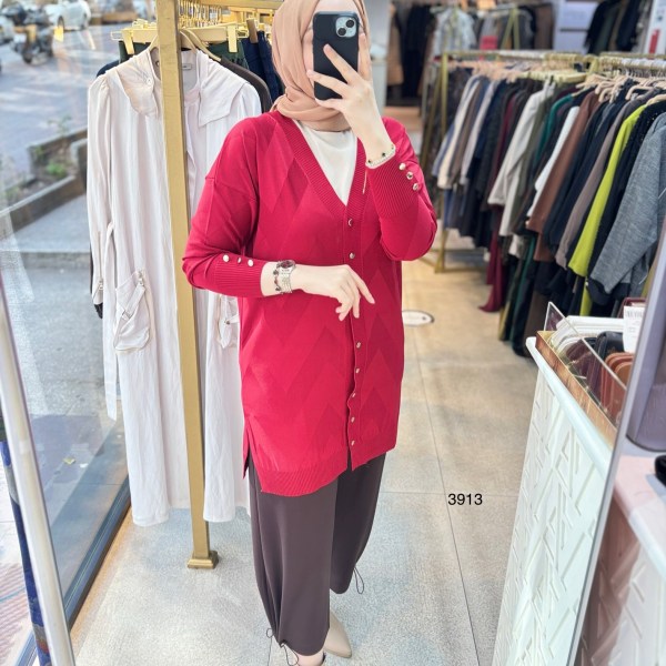 3913 V Desenli Merserize Tunik - Görsel 7