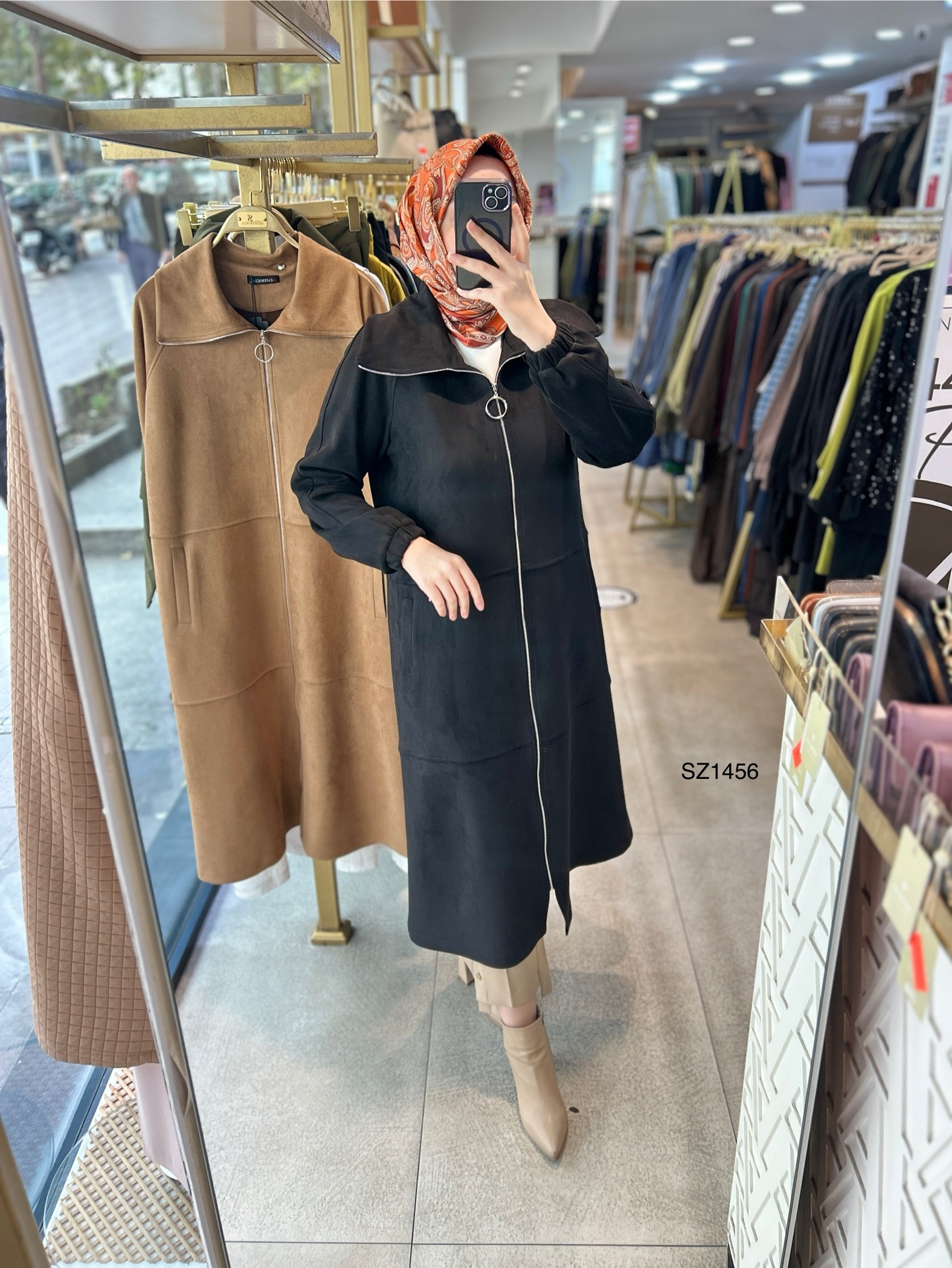 SZ1456 Fermuarlı Nubuk Kap - Görsel 8