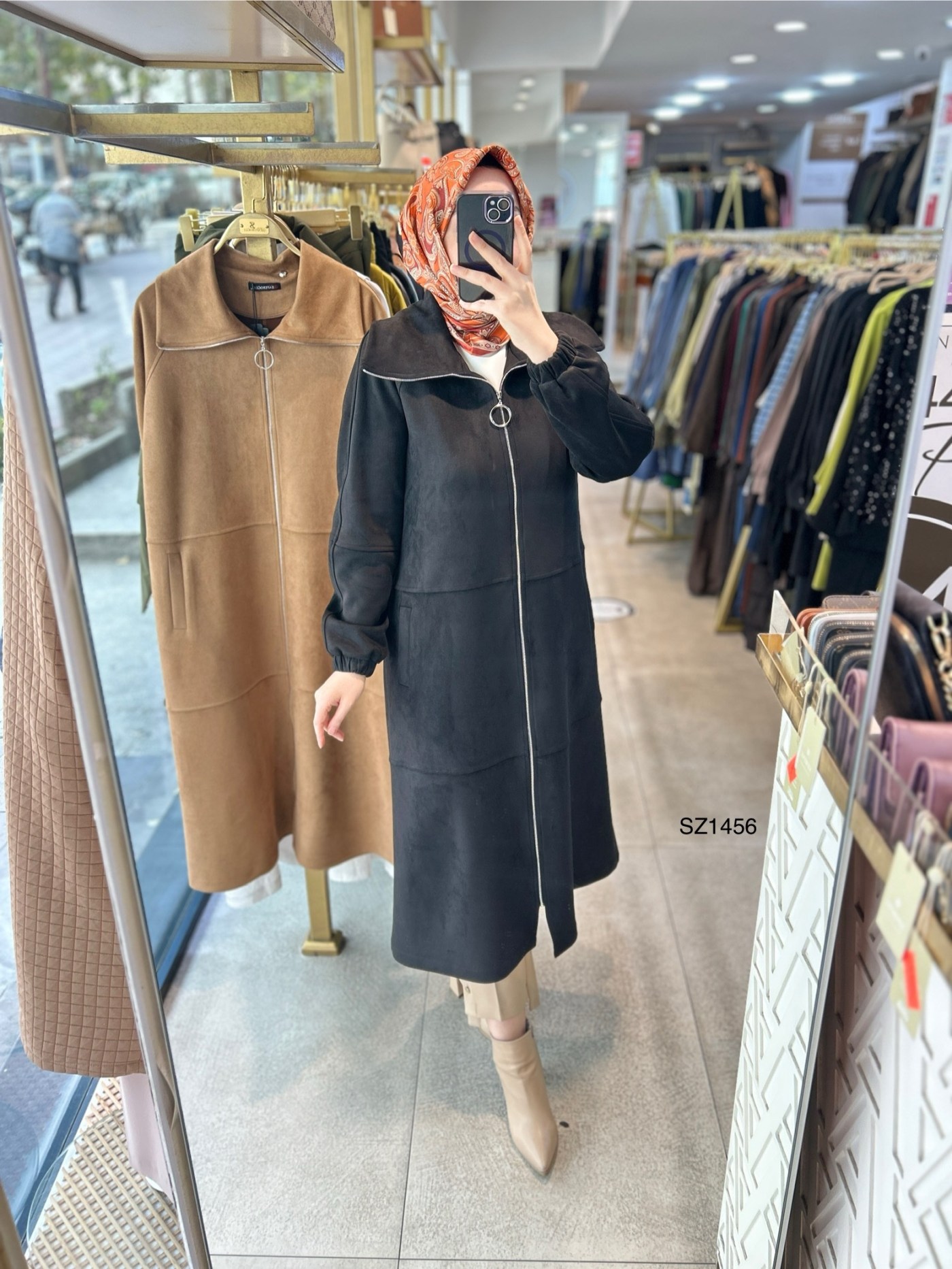 SZ1456 Fermuarlı Nubuk Kap