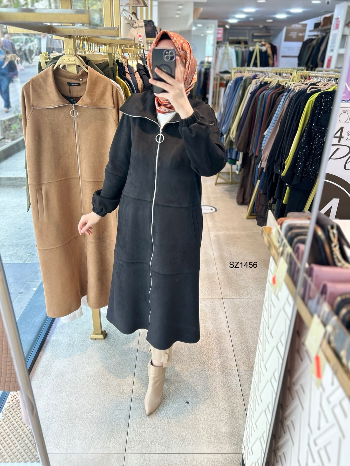 SZ1456 Fermuarlı Nubuk Kap