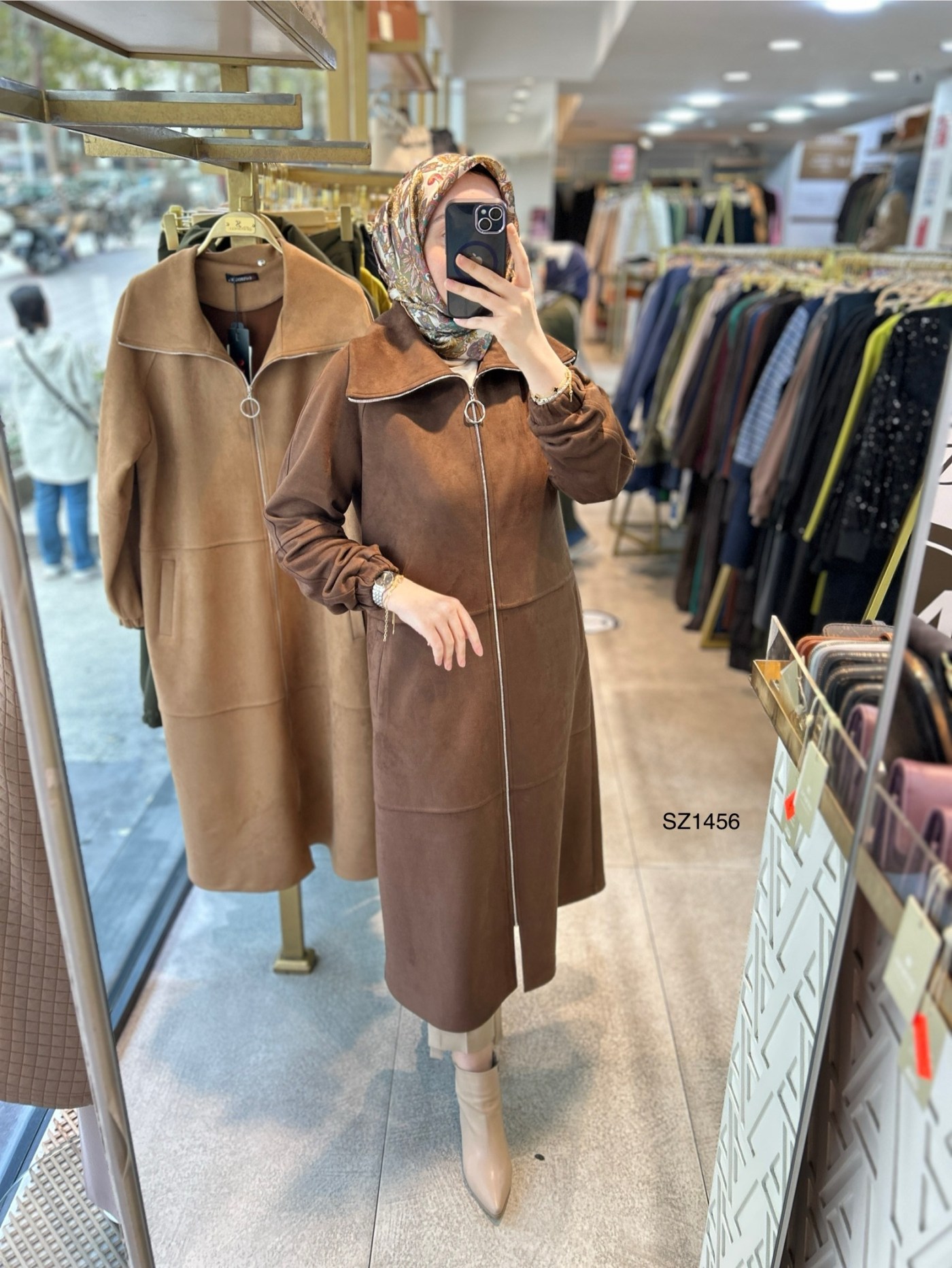 SZ1456 Fermuarlı Nubuk Kap