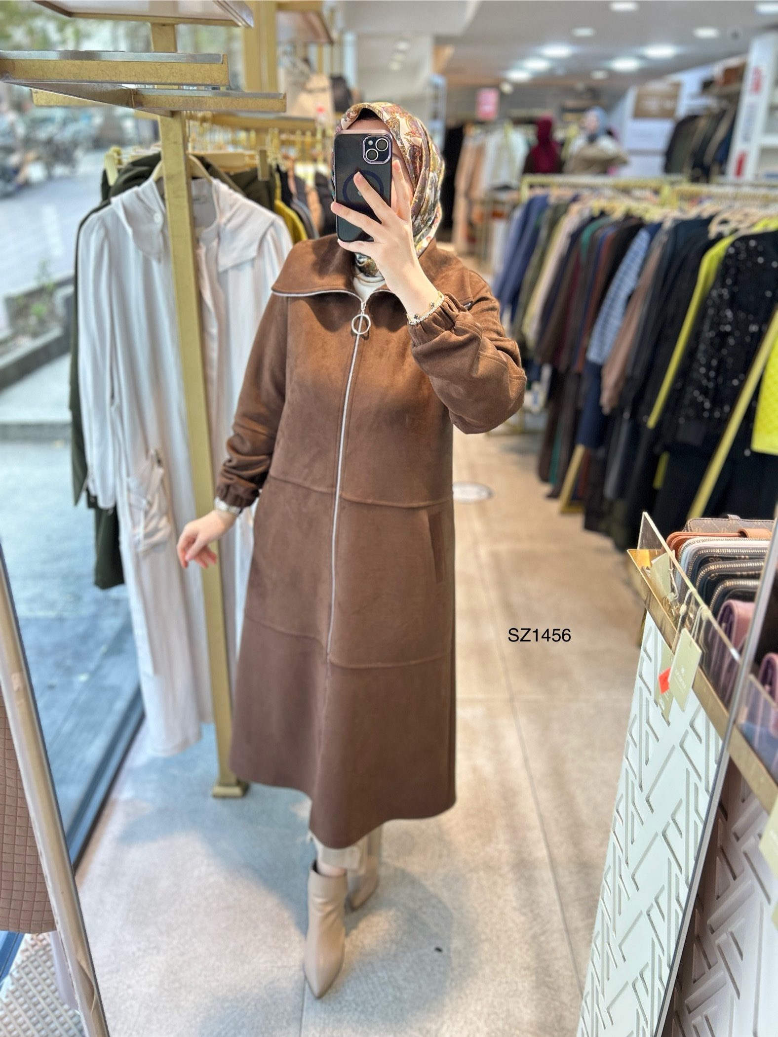 SZ1456 Fermuarlı Nubuk Kap - Görsel 4