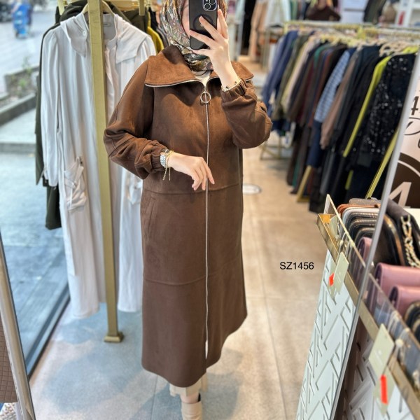 SZ1456 Fermuarlı Nubuk Kap - Görsel 1