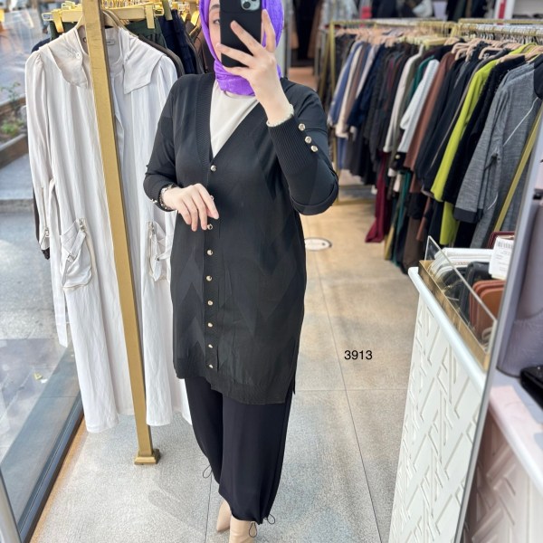 3913 V Desenli Merserize Tunik - Görsel 19