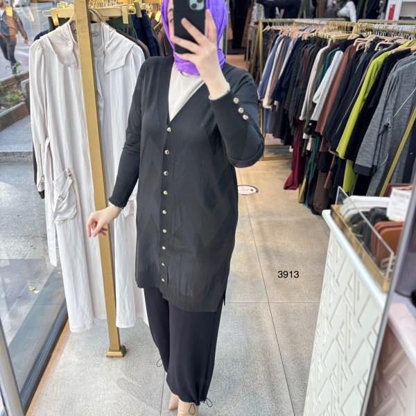 3913 V Desenli Merserize Tunik - Görsel 20