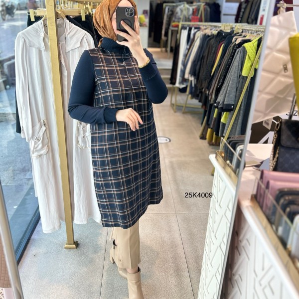 25K4009 Belli Ekose Tunik - Görsel 2